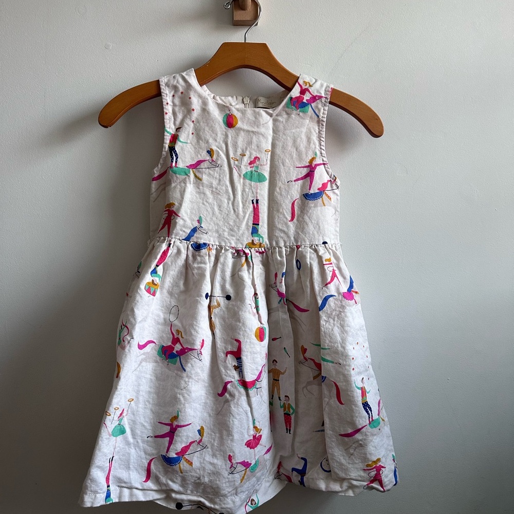 Mini Boden Cream Colored Circus Dress, Girls Size 6-7